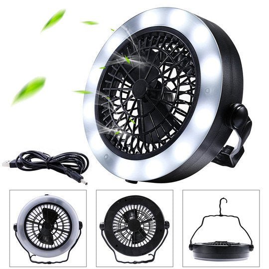 Outdoor Camping Fan Light Rechargeable Lamp
