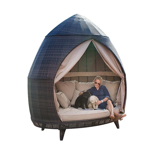 Rattan bed, terrace sun bed, outdoor leisure birdcage sofa, outdoor patio sun lounger