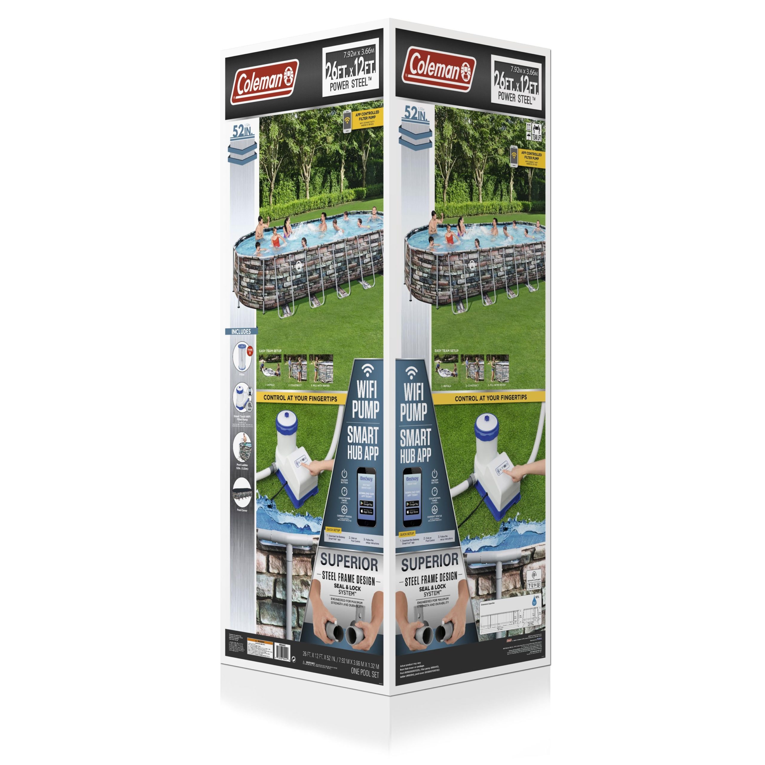 Swimming Pool-Coleman 26' x 12' x 52' Oval Above Ground Pool Set