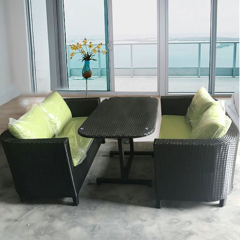 Outdoor rattan chair sofa double rattan furniture balcony leisure rattan-proof sofa table and chair combination courtyard coffee table