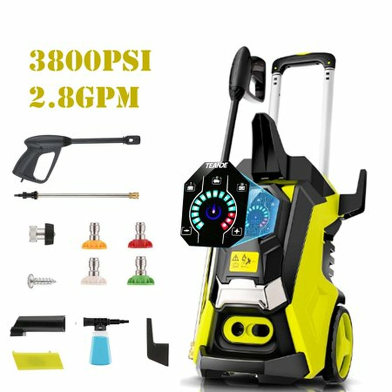 TEANDE 3800 PSI Pressure Washer, Electric 1800W High Pressure Power Washer Machine2.80 GPM Professional Washer Cleaner with Touch Screen and 5 Nozzles