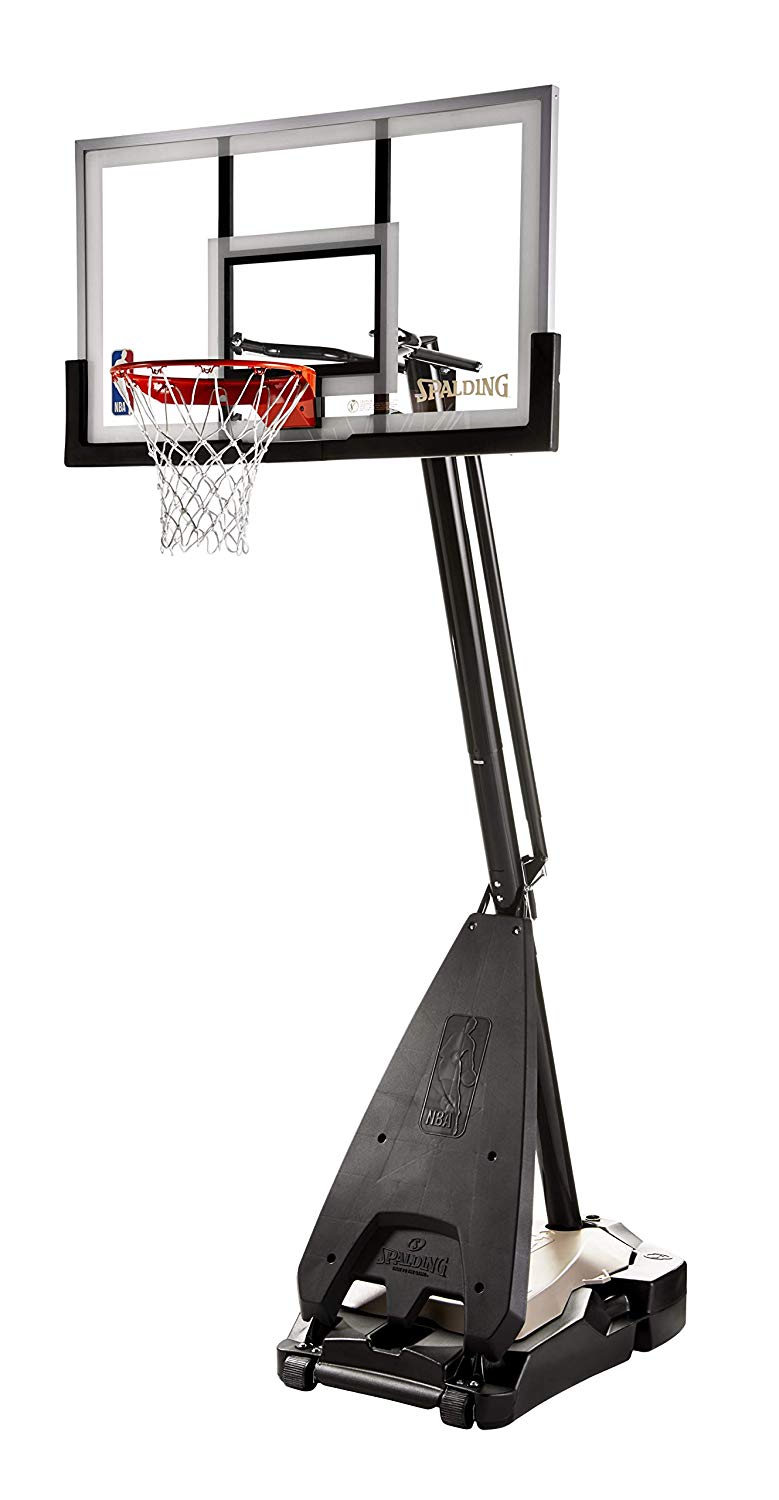 Spalding 54 in Glass Portable Ultimate Hybrid Base Basketball System