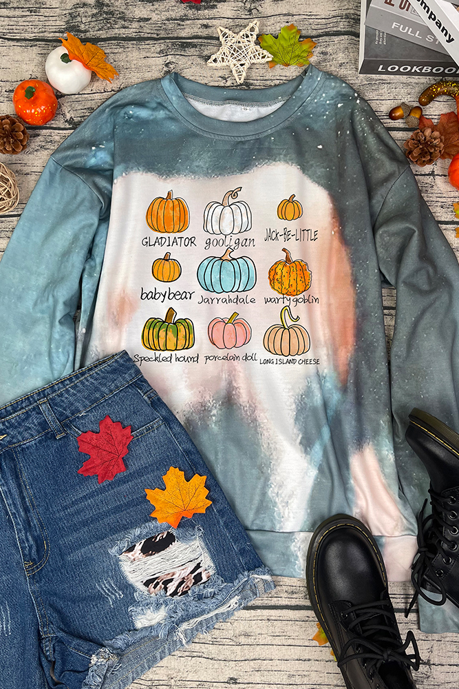 Halloween Print Bleached Tie Dye O-neck Sweatshirt Women UNISHE Wholesale