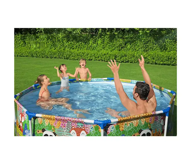 Swimming Pool-Bestway Steel Pro Panda Print Kid DuraPlus Round Above Ground Swimming Pool