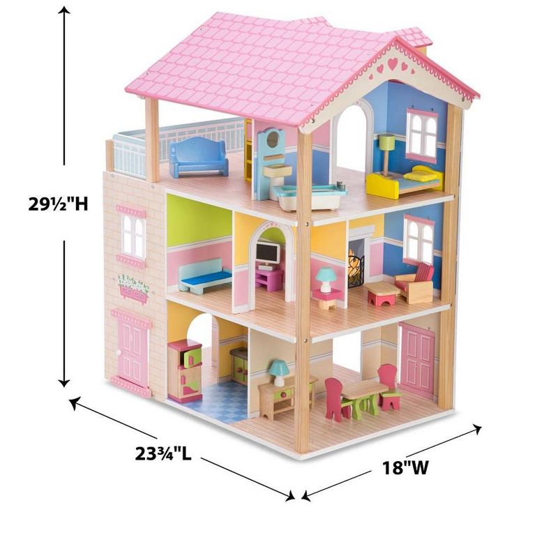 HearthSong Imagine My Place Dollhouse with Turntable and 35-Piece Dollhouse Furniture Set