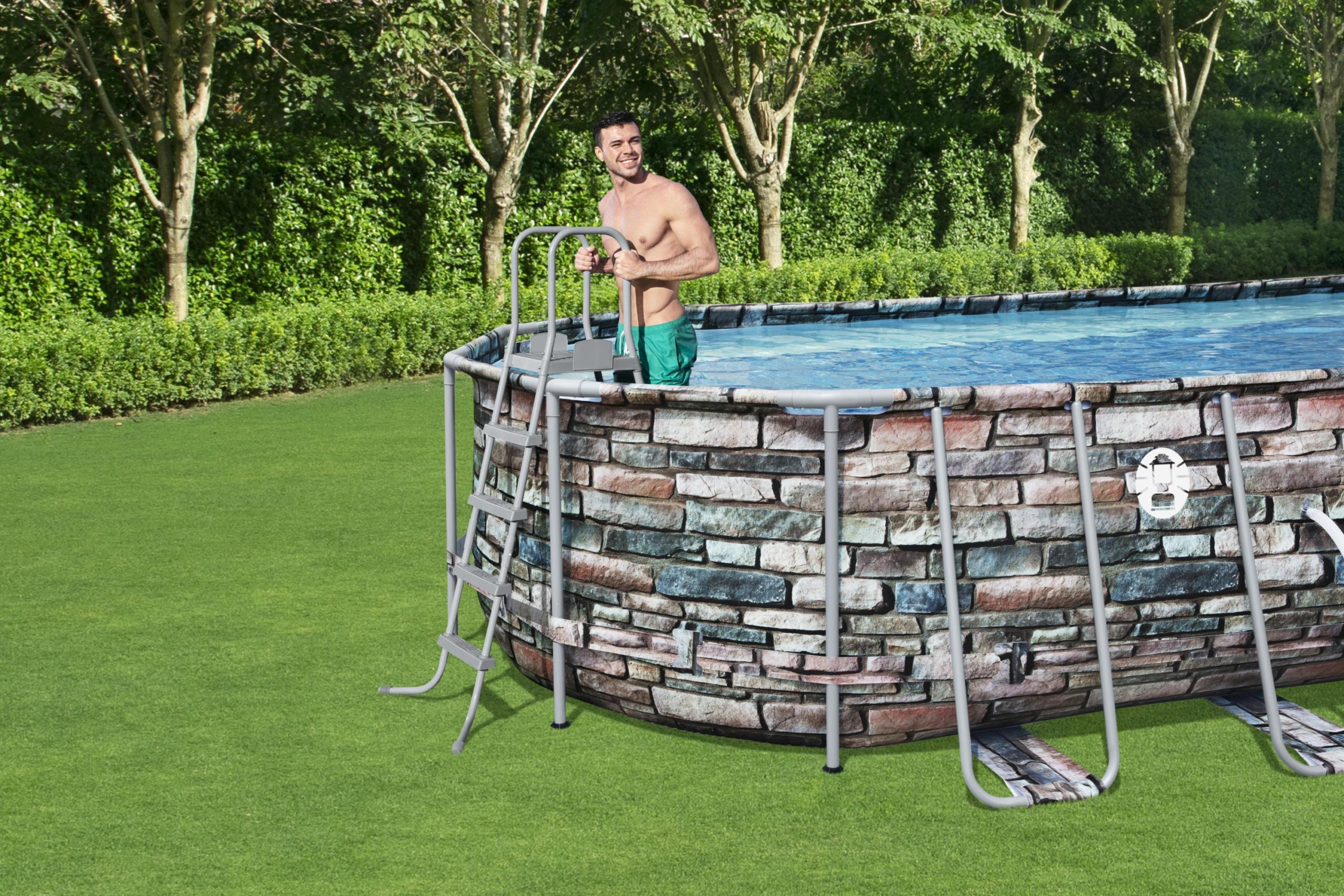 Swimming Pool-Coleman 26' x 12' x 52' Oval Above Ground Pool Set