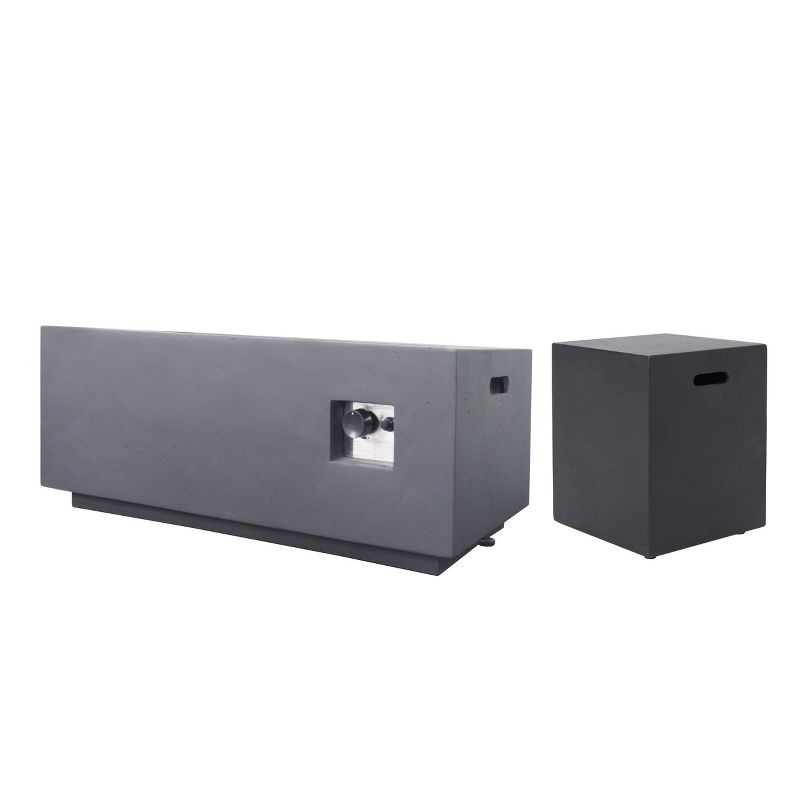 Aidan Rectangle 40″ Lightweight Concrete Gas Fire Pit – Dark Gray – Christopher Knight Home