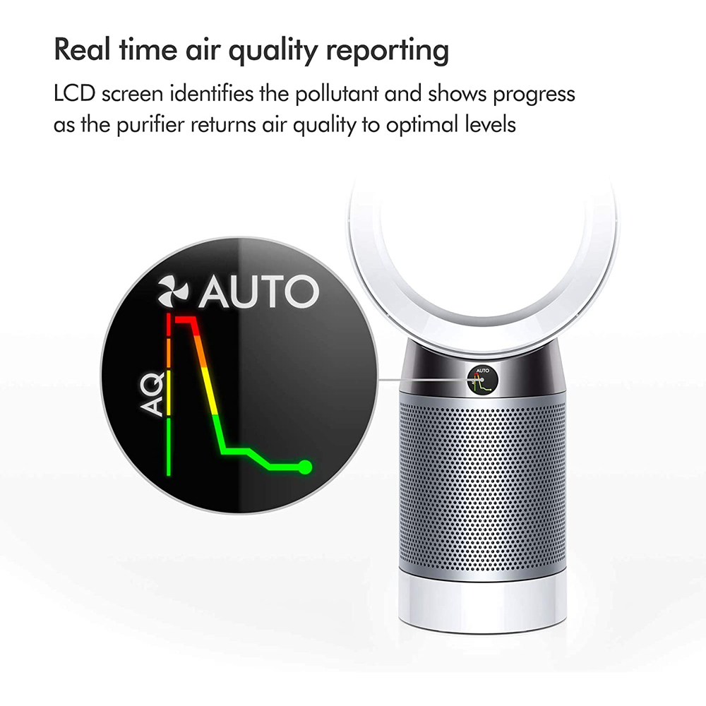 Dyson Pure Cool, DP04-HEPA Air Purifier and Fan WiFi-Enabled, Large Rooms, Automatically Removes Allergens, Pollutants, Dust, Mold, VOCs, White/Silver