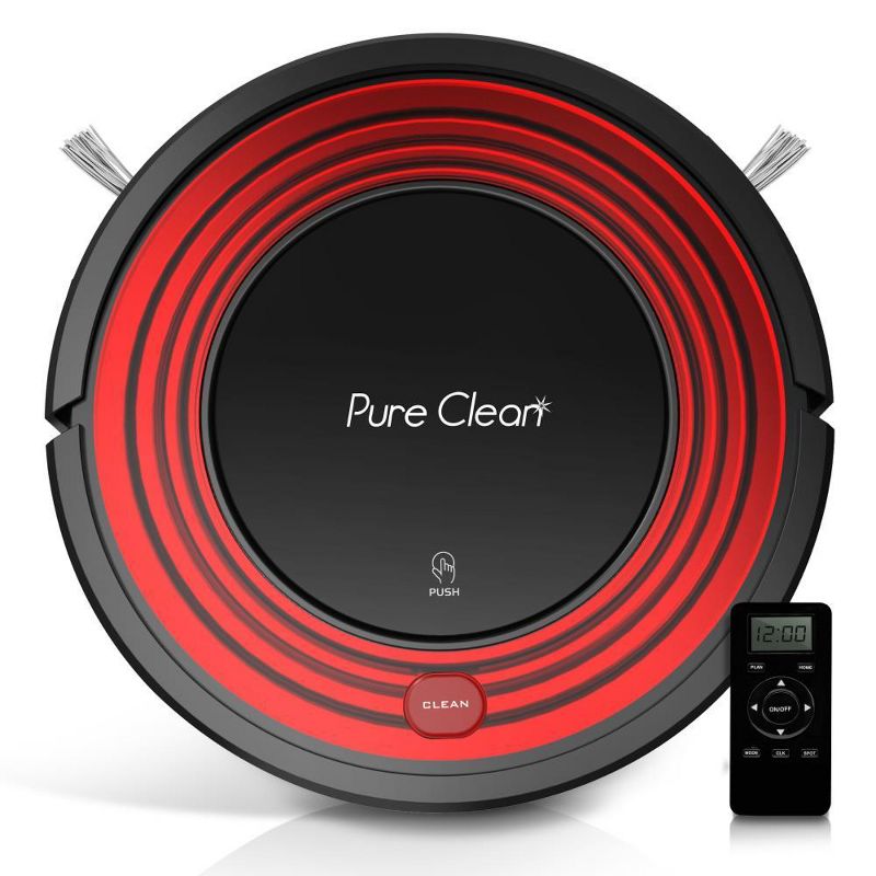 Pyle PUCRC95.5 PureClean Smart Automatic Programmable Robot Vacuum Home Cleaning System for All Indoor Floor Surfaces, Red (2 Pack)