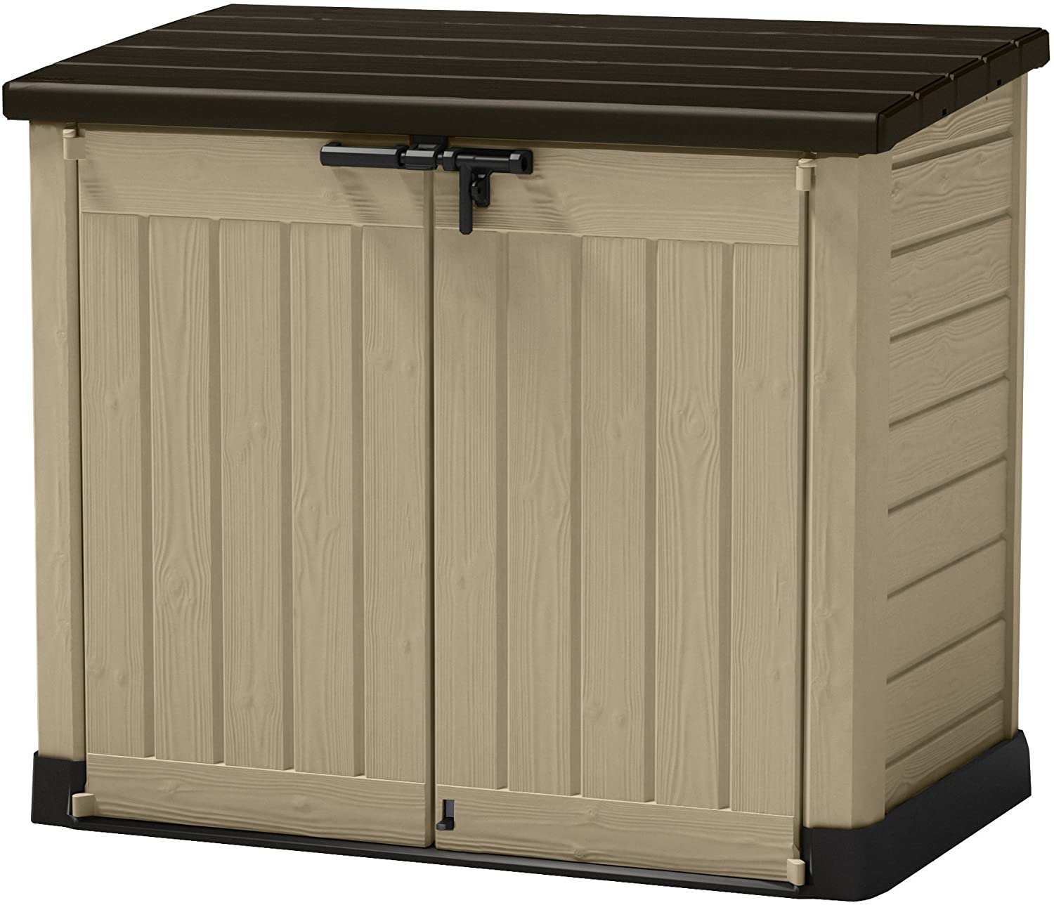 Keter 226814 Store-It-Out MAX 4.8 x 2.7 Outdoor Resin Horizontal Storage Shed, 42 cu.ft, Beige/Brown
