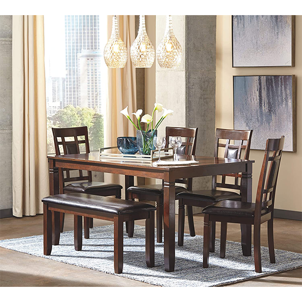 Signature Design by Ashley Bennox Dining Room Set, Includes Table, 4 Chairs & Bench