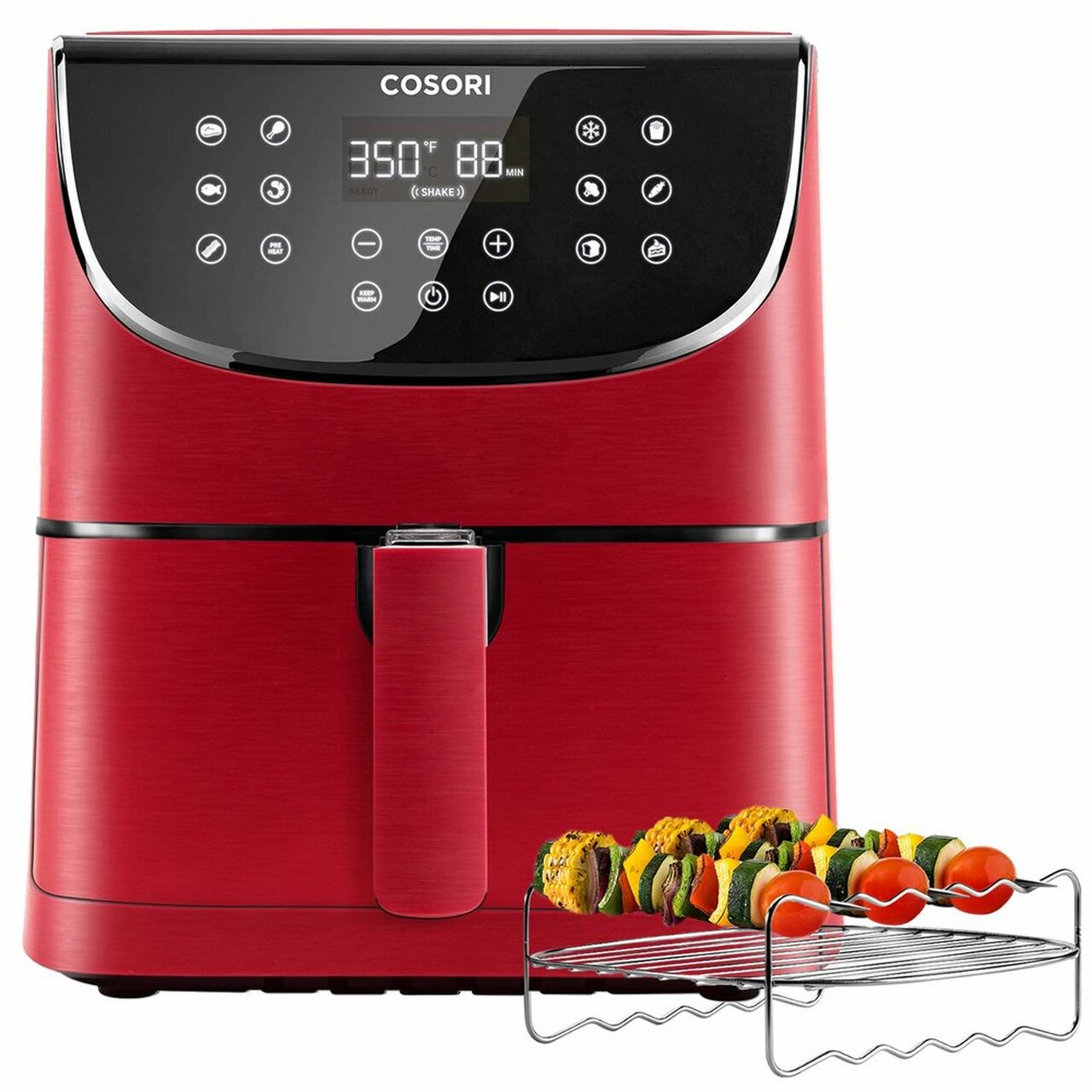 Cosori Premium 5.8-Quart Air Fryer with Bonus Skewer Rack Set (Red)