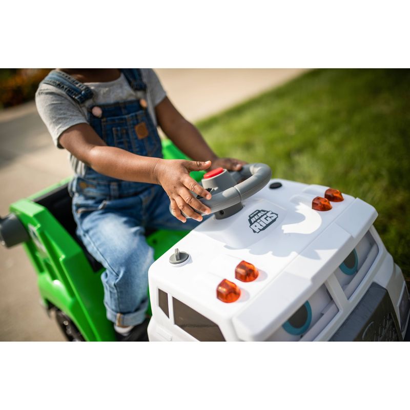 Kid Trax 6V Real Rigs Recycling Truck Interactive Powered Ride-On – Green/White