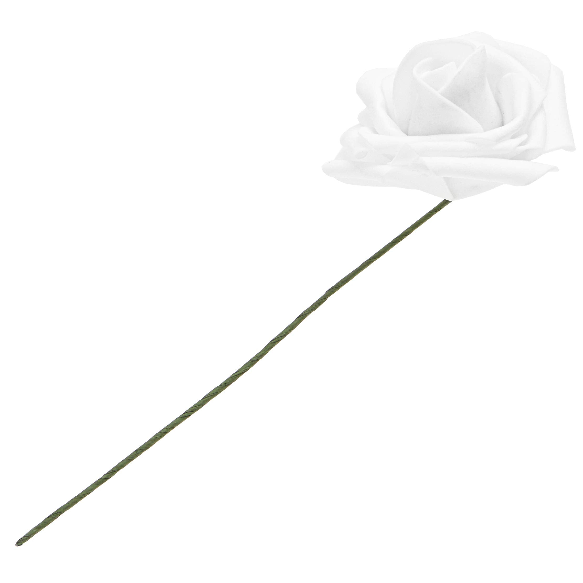 Bright Creations White 3-Inch Artificial Rose Flower Heads with Stems (60 Pack)