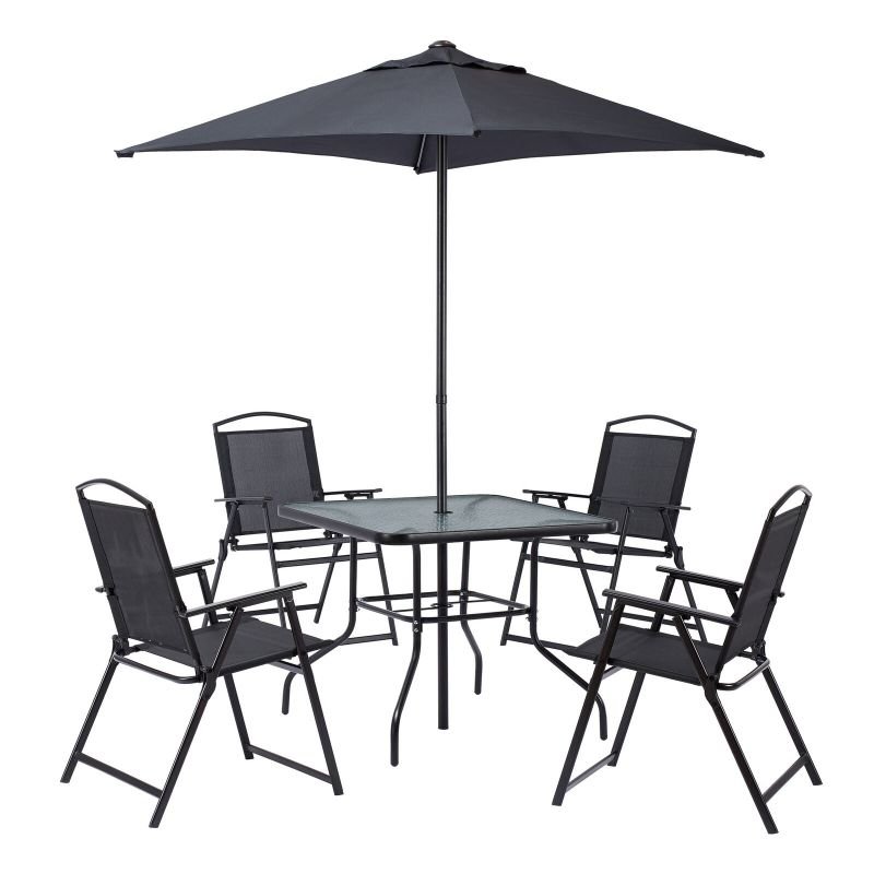 Mainstays Albany Lane 6-Piece Outdoor Patio Dining Set-Black