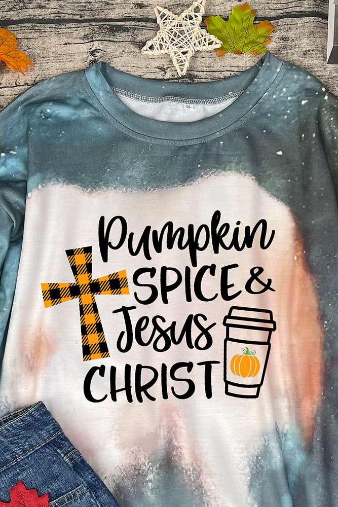 Halloween Print Bleached Tie Dye O-neck Sweatshirt Women UNISHE Wholesale