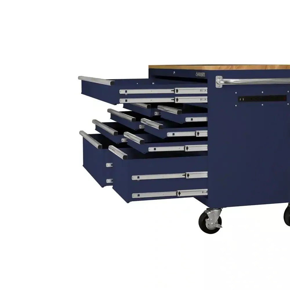 52 in. 9-Drawer Mobile Workbench in Gloss Blue