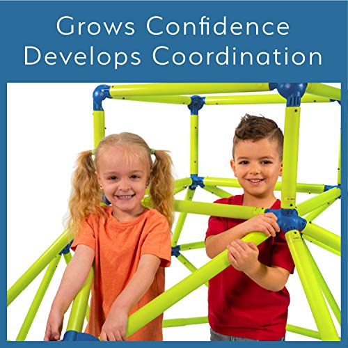 Eezy Peezy Monkey Bars Climbing Tower - Active Outdoor Fun for Kids Ages 3 to 8 Years Old, Green/Blue