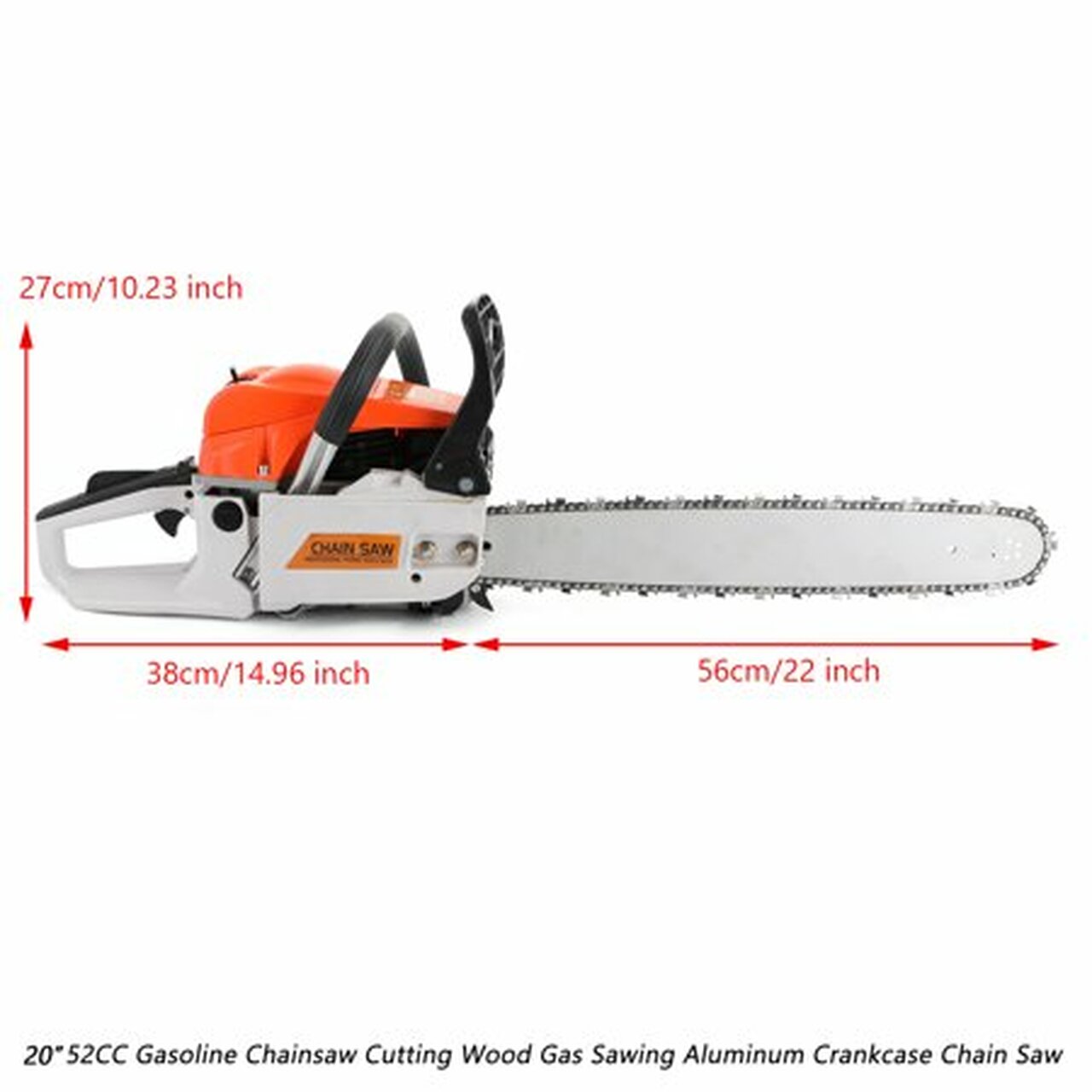 Hot Selling 22' 52CC Gasoline Chainsaw Cutting Wood Gas Sawing Aluminum Crankcase Chain Saw