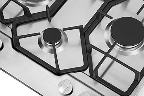Empava 24 Inch Gas Cooktop Professional 4 Italy Sabaf Burners Stove Top Certified with Thermocouple Protection in Stainless Steel, Silver