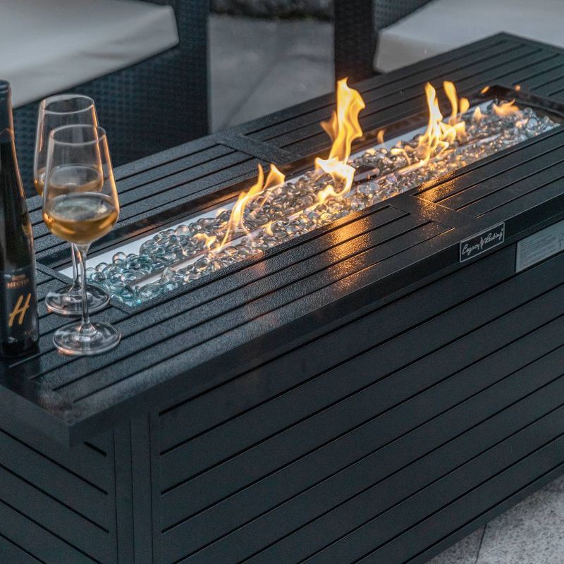 Rectangle Aluminum Fire Pit Table Hammered Black – Legacy Heating