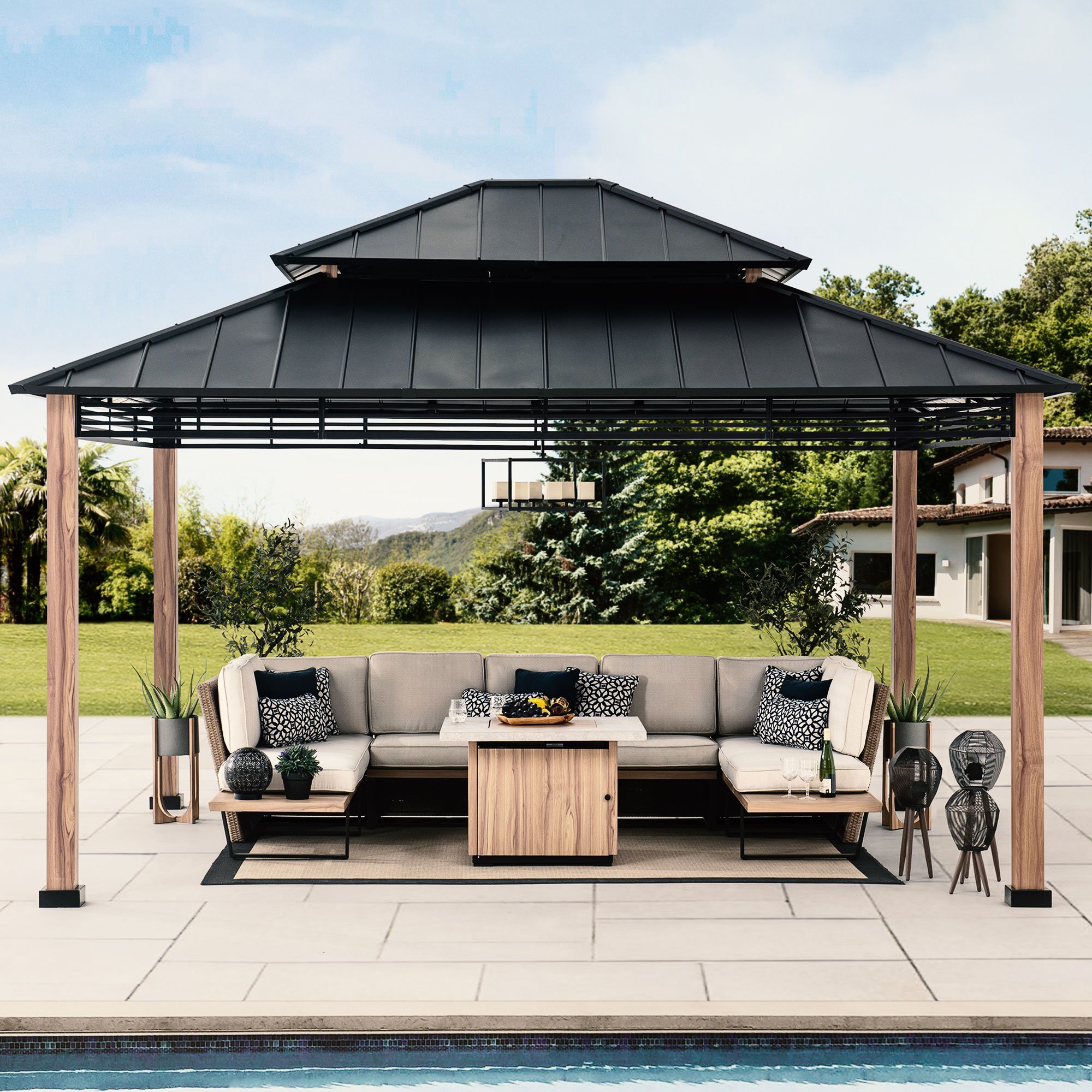 SummerCove Roberts 13 ft. x 15 ft. 2-tier Hardtop Gazebo