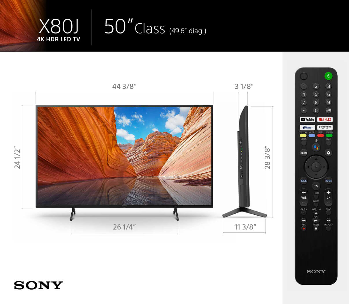 KD-50X80J X80J 4K HDR LED with Smart Google TV (2021)