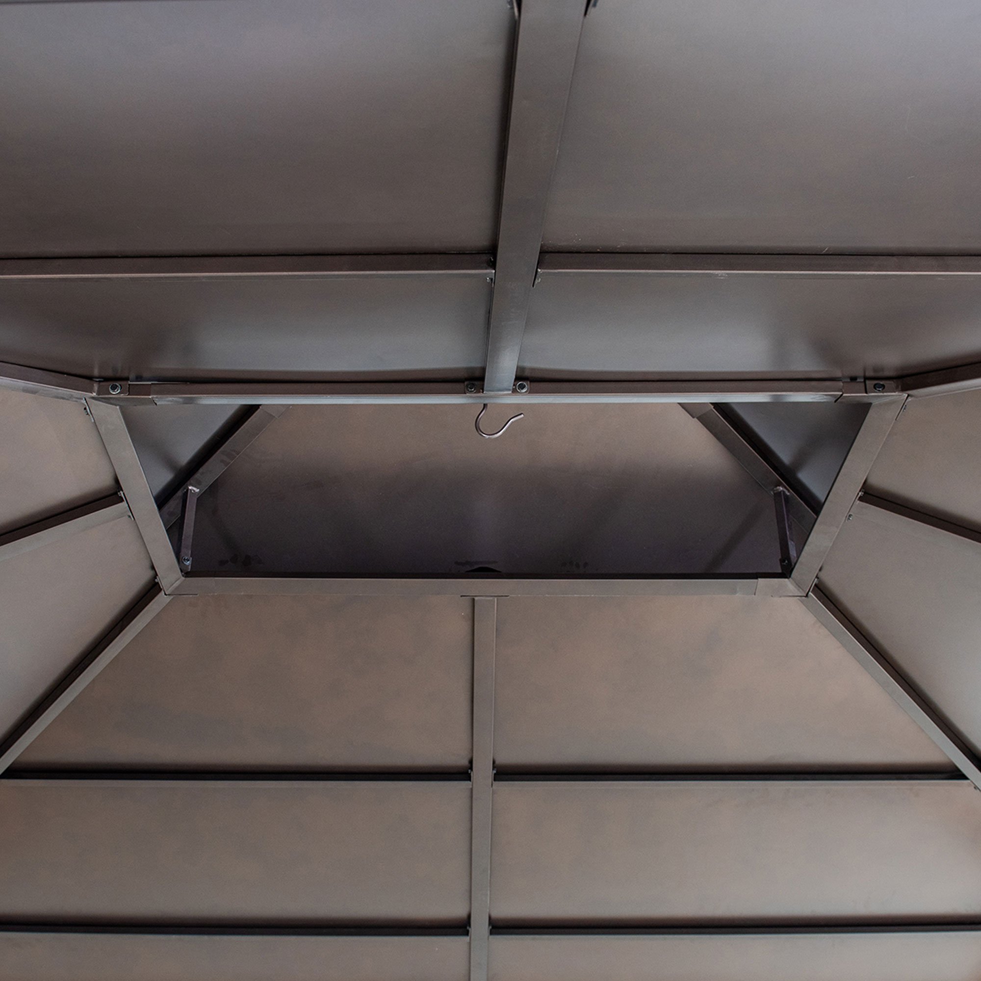 Sunjoy Brown 11 ft. x 13 ft. Cedar Framed Gazebo with 2-tier Steel Roof and Hook