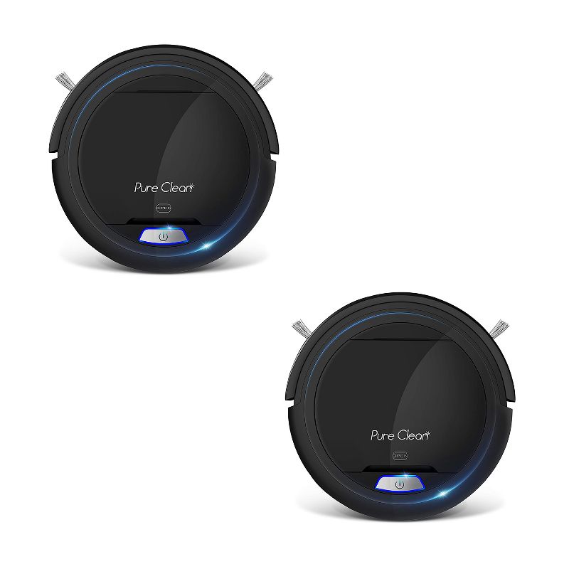 Pyle PUCRC26B PureClean Smart Automatic Robot Vacuum Cleaning System for Indoor Floor Surfaces with 1200pa Suction & 90 Minute Runtime, Black (2 Pack)