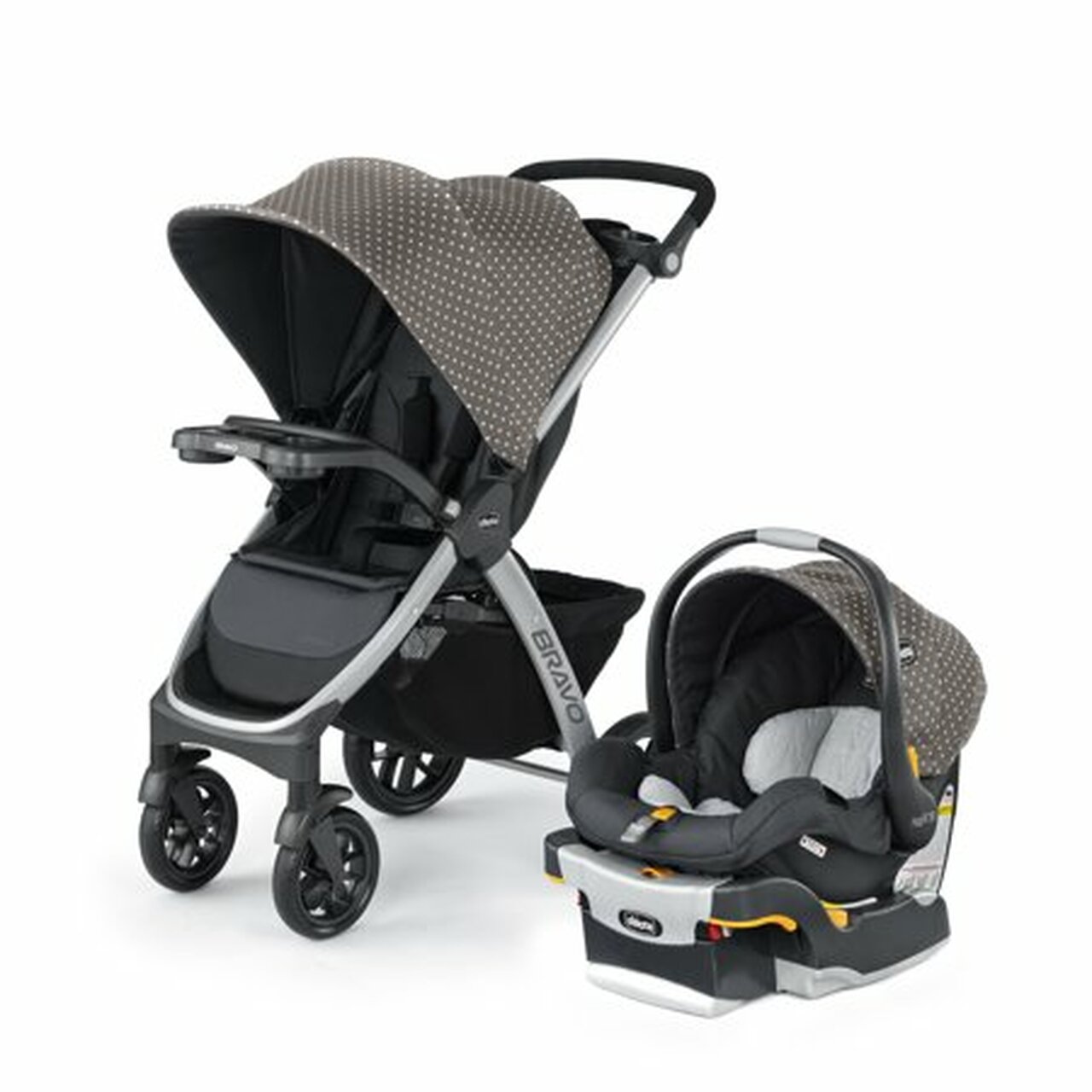 Chicco Bravo 3-in-1 Travel System including Bravo Quick-Fold Stroller and KeyFit 30 Infant Car Seat with Base, Calla