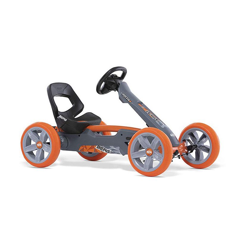 BERG Reppy Racer Kids Pedal Go Kart Ride On Toy with Axle Steering and Bucket Seat, Gray & Orange