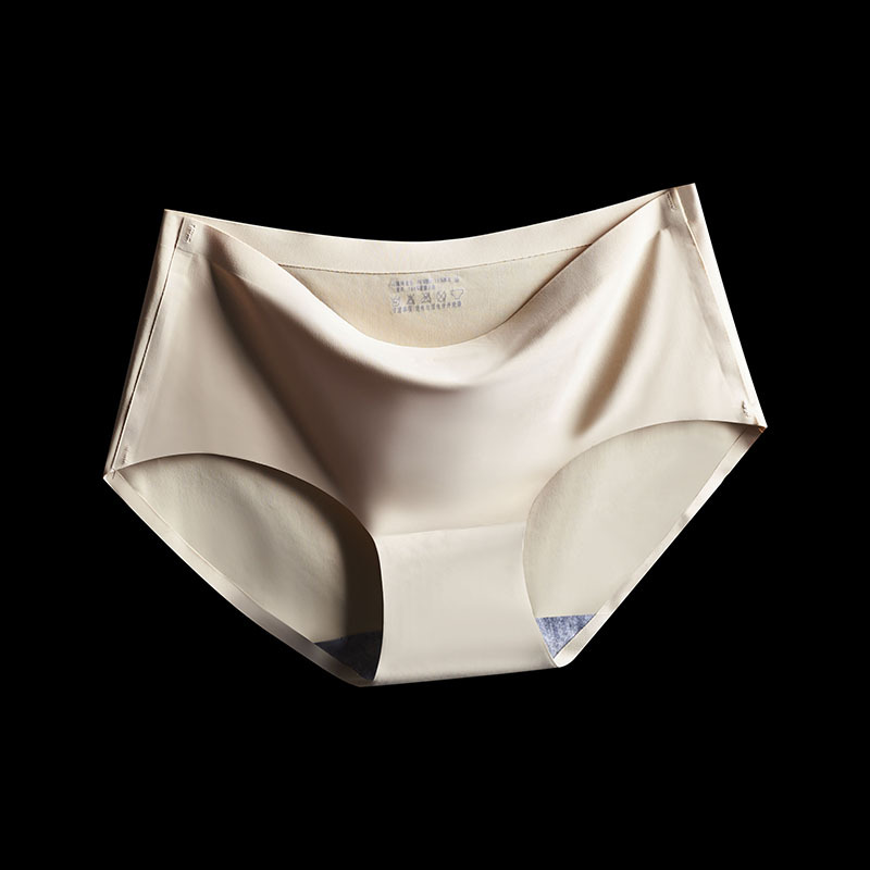 新款本命年红色女生内裤冰丝无痕一片式三角裤大码中腰面膜裤批发