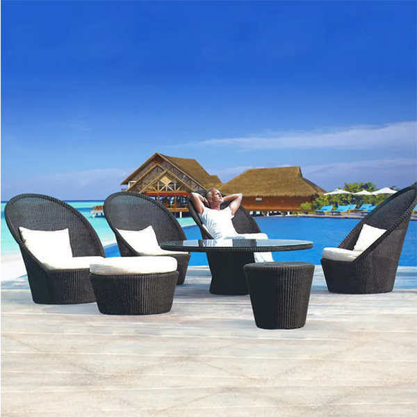 Rattan lazy chair outdoor rattan chair waterproof sunscreen rattan sofa patio furniture patio outdoor sofa chair