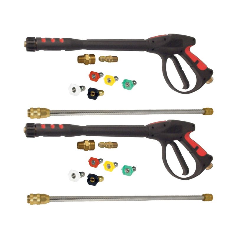 Apache 99023802 4000 psi 7 GPM Metric Power Pressure Washer Gun Replacement with Quick-Connect Spray Wand & 5 Multi Angle Spray Heads, Black (2 Pack)