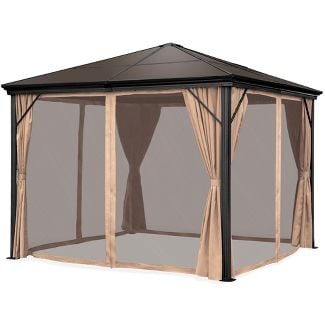 Best Choice Products 10x10ft Hardtop Gazebo, Outdoor Aluminum Canopy for Backyard, Garden w/ Side Curtains, Netting