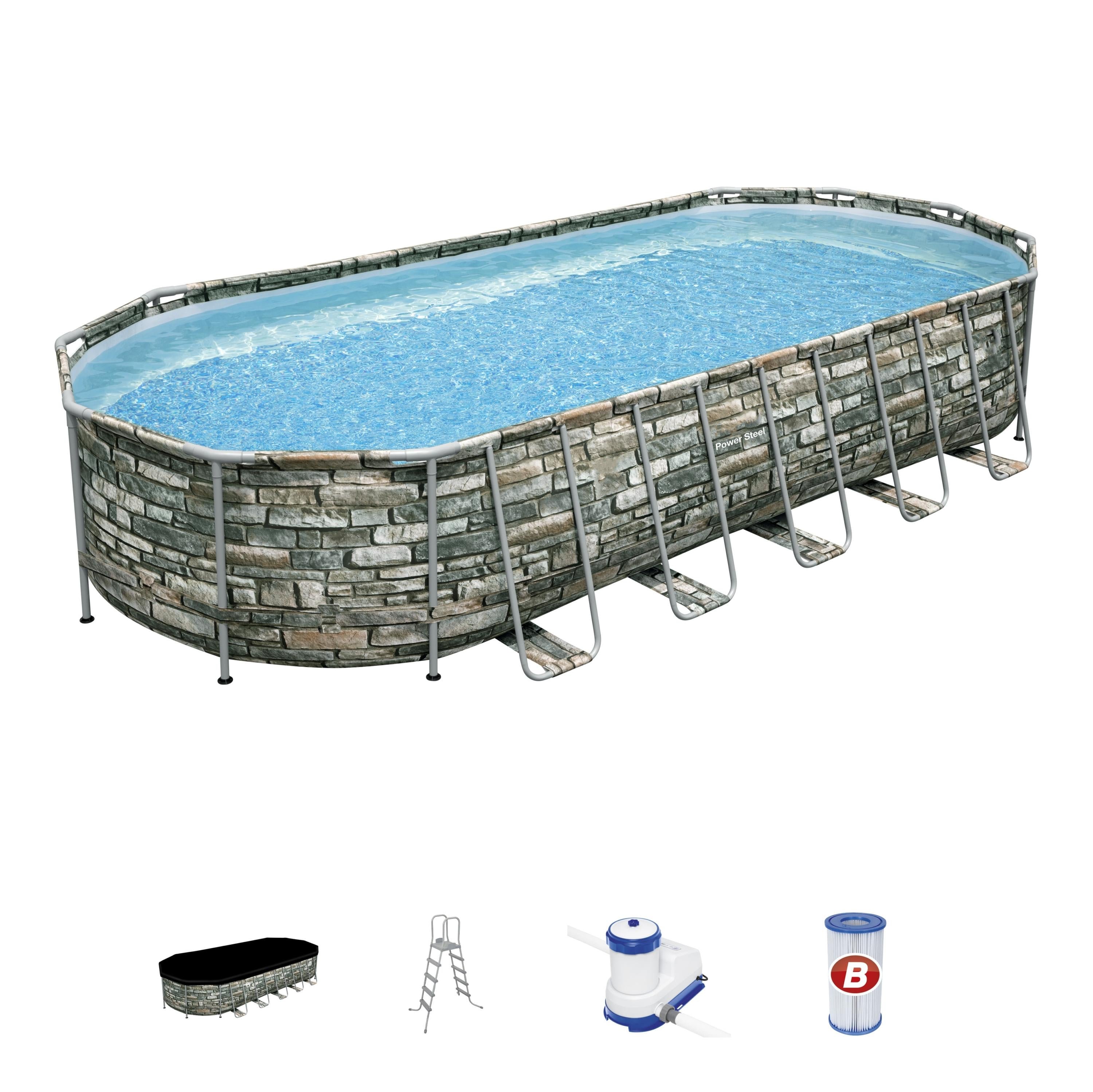 Swimming Pool-26' x 12' x 52' Oval Above Ground Pool Set