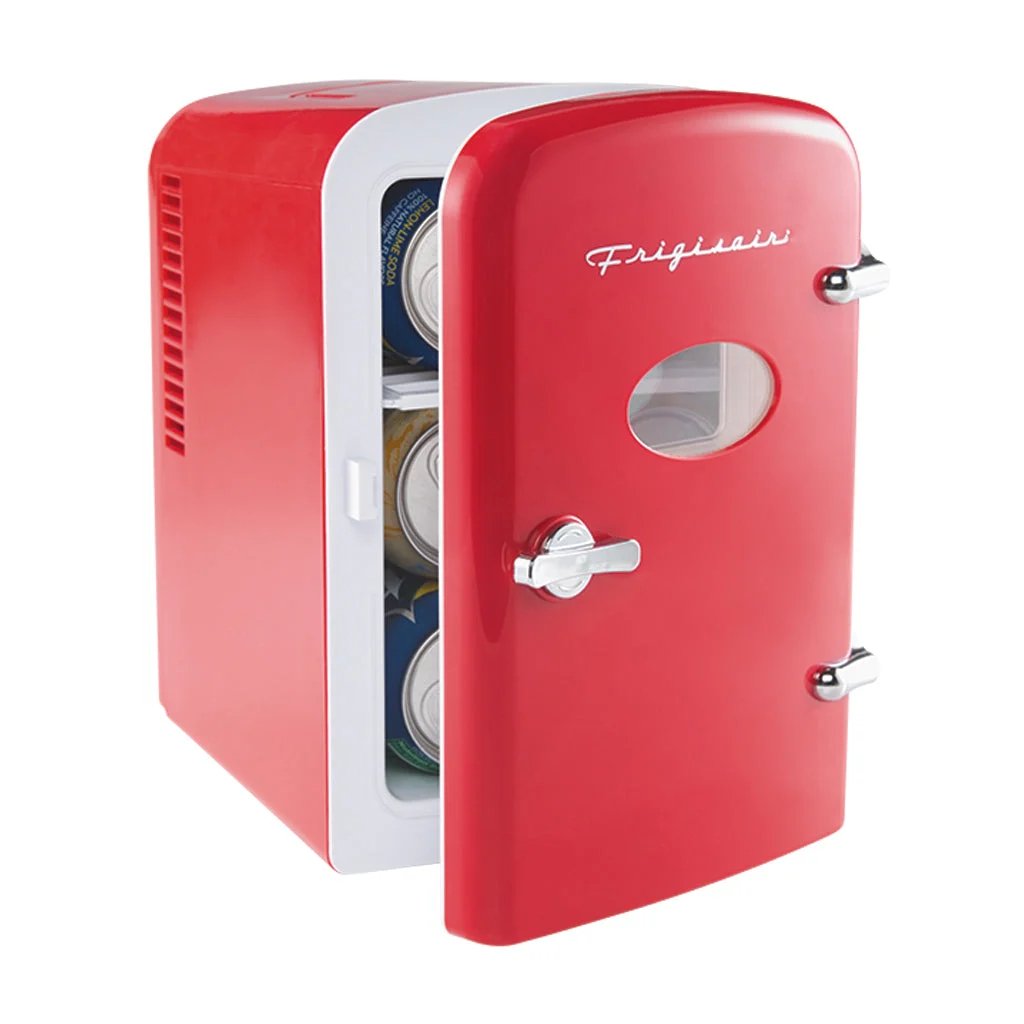 Portable Retro 6 Can Mini Personal Beverage Refrigerator, EFMIS129, Red