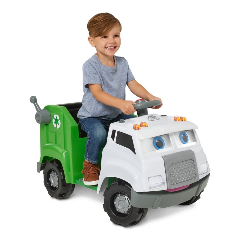 Kid Trax 6V Real Rigs Recycling Truck Interactive Powered Ride-On – Green/White