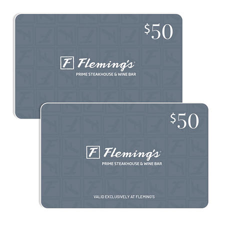 Fleming's Prime Steakhouse $100 Value Gift Cards - 2 x $50