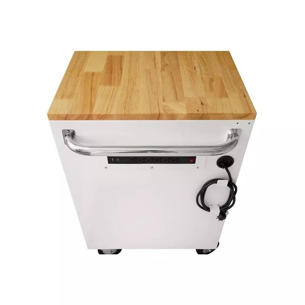 Husky 72 in. 18-Drawer Mobile Workbench with Solid Wood Top in Gloss White