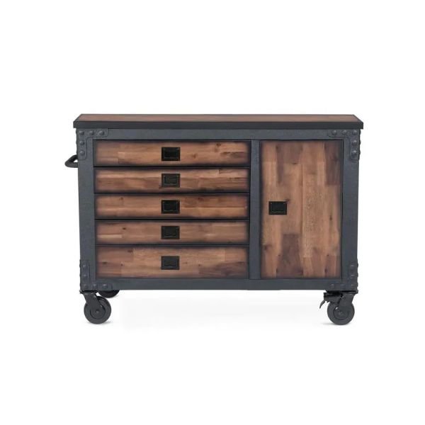 Building Products 48 in. 5-Drawers Rolling Tool Chest with Wood Top
