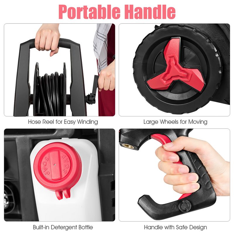 Costway 3500 PSI 2.1GPM Electric Pressure Washer High Power Water Cleaner W/ 5 Nozzles