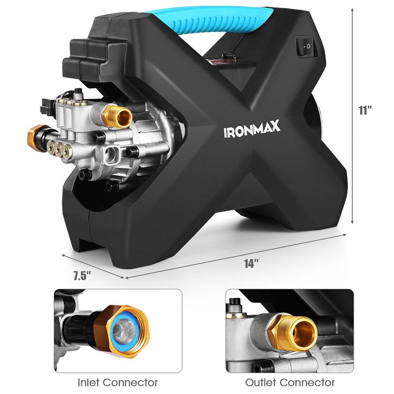 IronMax 2000PSI x-Shaped Electric High Pressure Washer Machine 1.6 GPM 1500W Red Green Blue