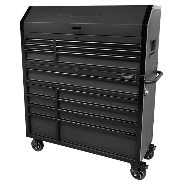 Husky 52 in. W x 21.5 in. D 15-Drawer Black Mobile Workbench