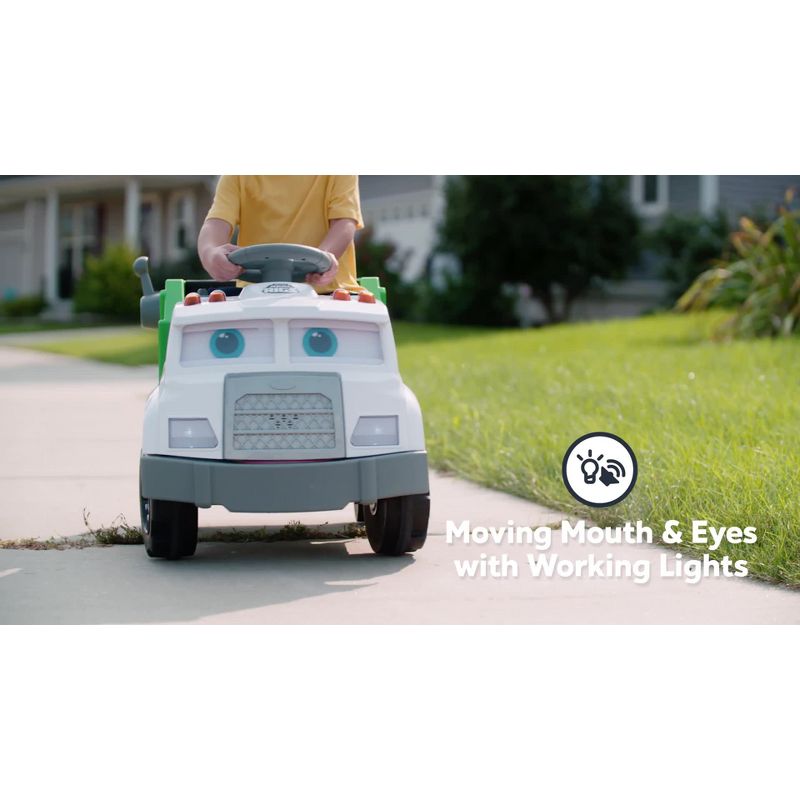 Kid Trax 6V Real Rigs Recycling Truck Interactive Powered Ride-On – Green/White