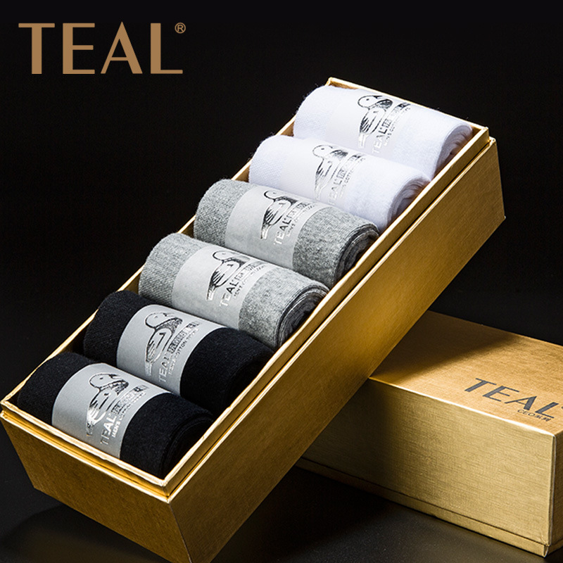 礼盒装男袜纳米银抗菌防臭袜时代纯色棉质中筒商务男士袜子大吸汗
