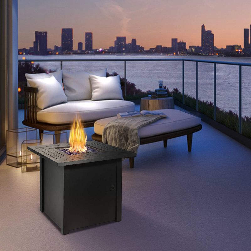 Oasis 30″ Square Steel Propane Gas Fire Pit – Teamson Home