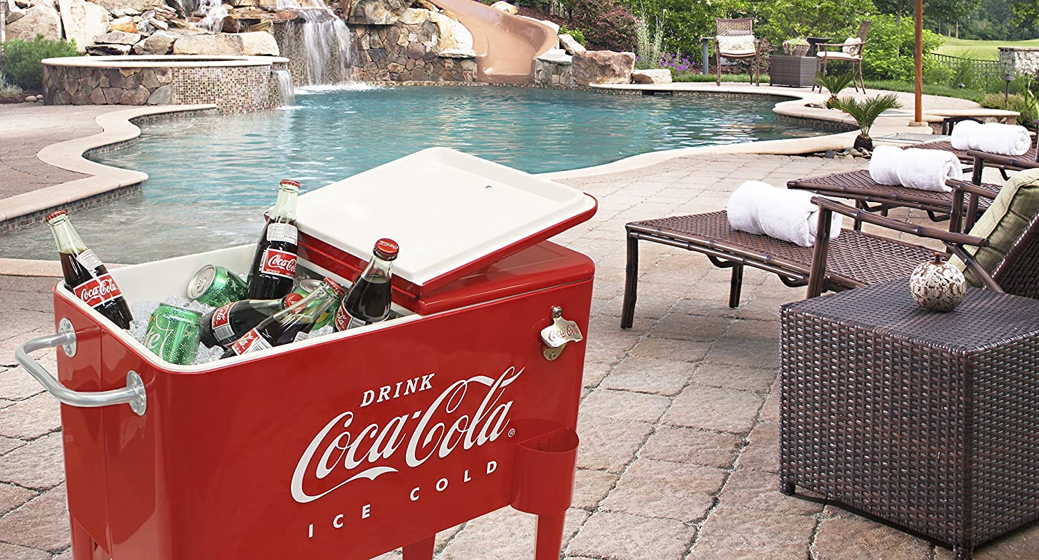 CP 98105 60 Qt Coca-Cola Ice Cold (Embossed) Cooler, Red