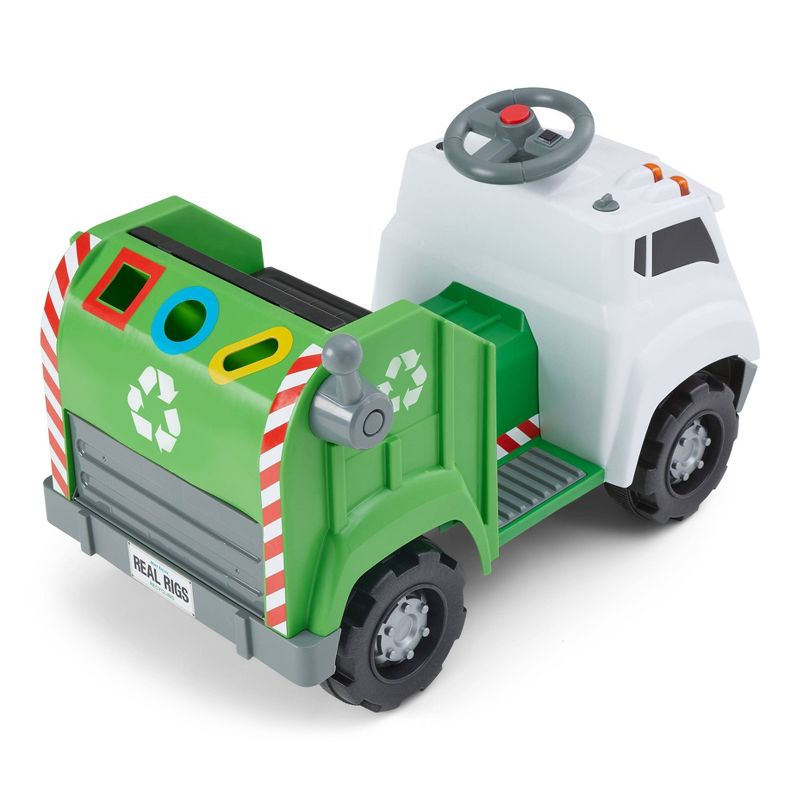 Kid Trax 6V Real Rigs Recycling Truck Interactive Powered Ride-On – Green/White