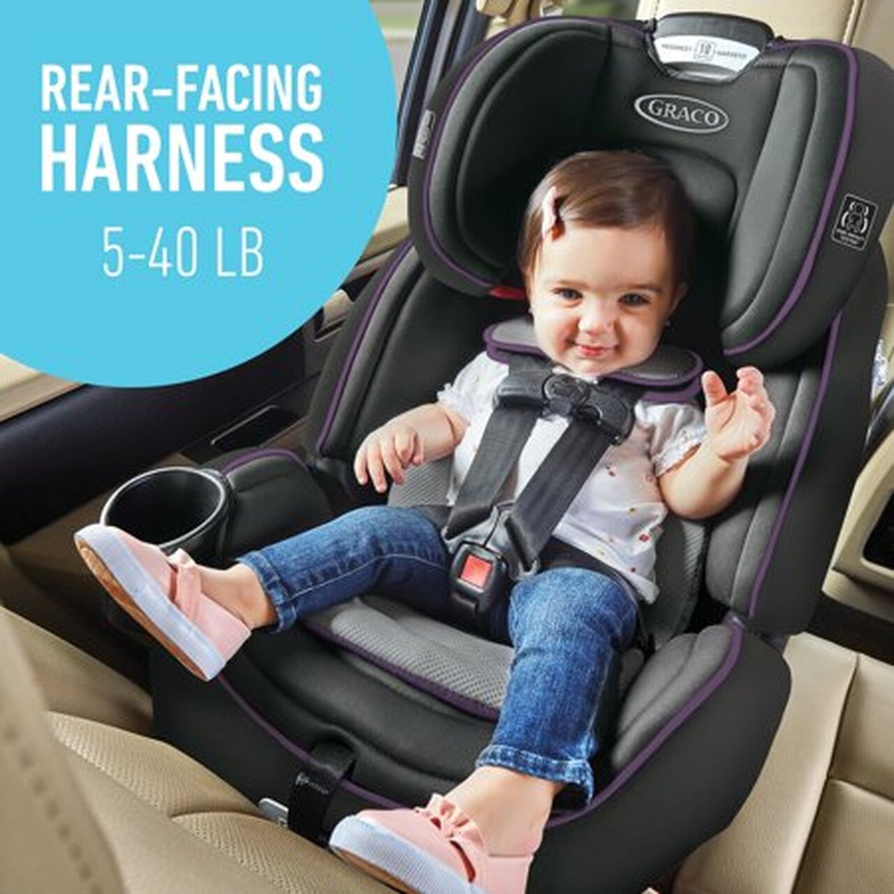 Graco Grows4Me 4-in-1 Convertible Car Seat, Vega Purple